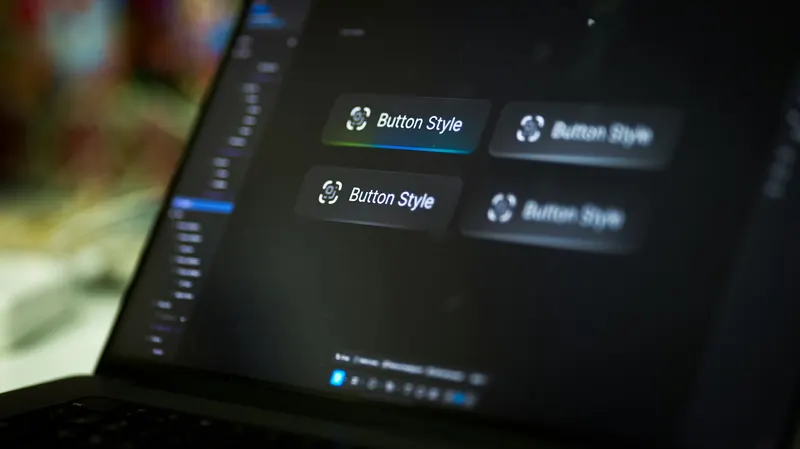 A laptop screen showing an interface in dark mode